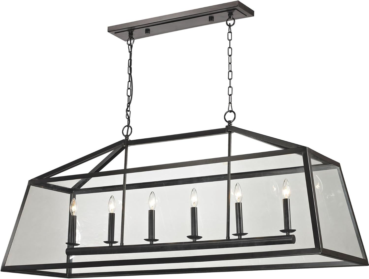 Alanna Oil Rub Bronze 6 Lt Linear Chandelier  (DISPLAY ONLY)