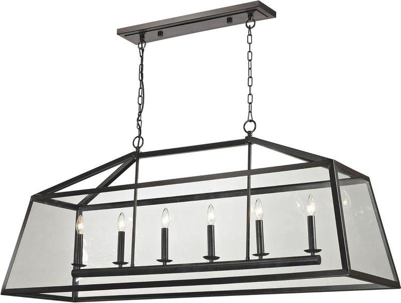 Alanna Oil Rub Bronze 6 Lt Linear Chandelier  (DISPLAY ONLY)