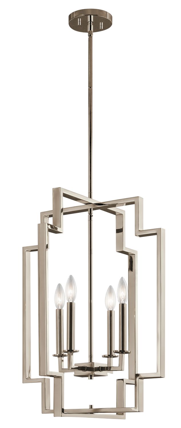 Downtown Deco Polish Nickel 4 Lt Pendant (DISPLAY ONLY) "ALL SALES FINAL"