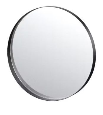 30" Matte Black Tapered Framed Round Mirror