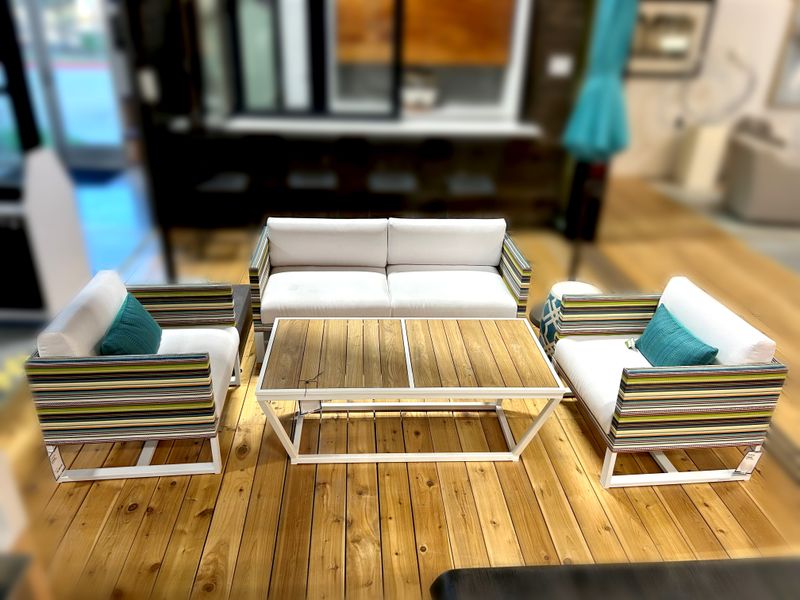 Stripe Sofa & Bondi Coffee table Set (COMPLETE SET SEE SKU LIST FOR SET) (DISPLAY ONLY)  "ALL SALES FINAL"