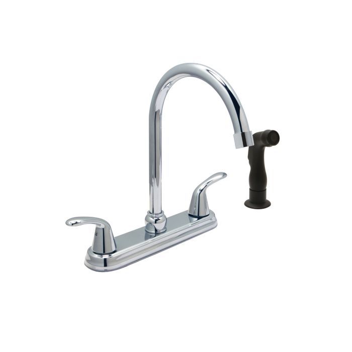 Trend Satin Nickel Wide Spread Center Kitchen Faucet w/Side Sprayer