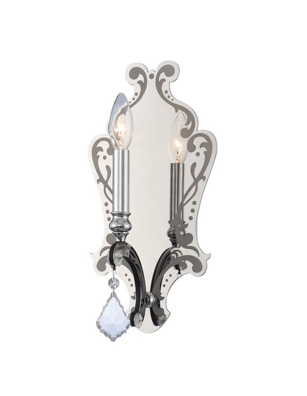 Argento Matte Black/Polish Stainless Steel Crystal Sconce (DISPLAY ONLY) "ALL SALES FINAL"