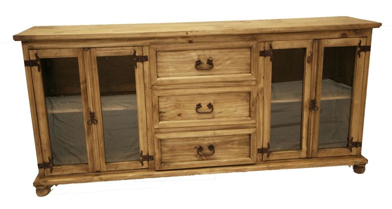 Buffet W/4 Glass Doors & 3 Drawers
