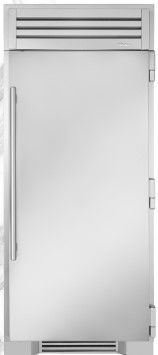 True 36" Solid Stainless Right Hinge Freezer Column