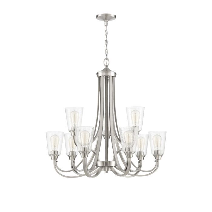 Grace Brush Polish Nickel 9 Lt Chandelier (DISPLAY ONLY)
