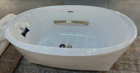 Scala White Freestanding Tub w/Satin Brass Armrest & Feet ​(DISPLAY ONLY) (COMPLETE SET SKU'S 492005/492006/492007)