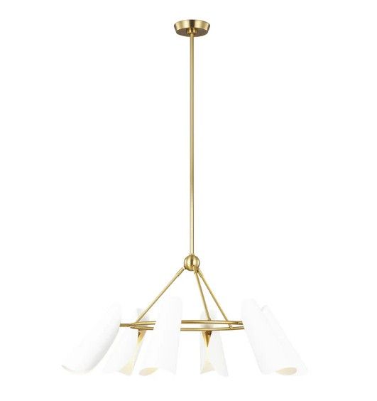 Tresa Matte White/Burnish Brass 6 Lt Chandelier (DISPLAY ONLY) Tresa Matte White/Burnish Brass 6 Lt Chandelier (DISPLAY ONLY)