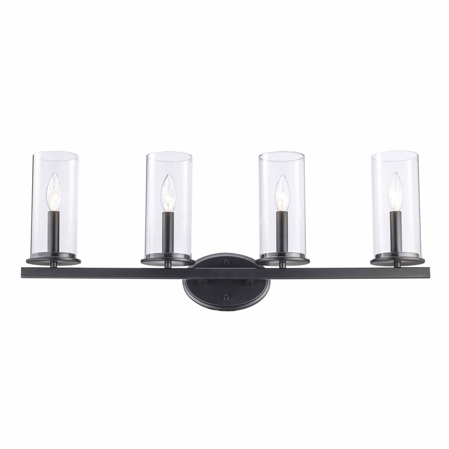 Meadowlark Black 4 Lt Vanity w/Clear Glass