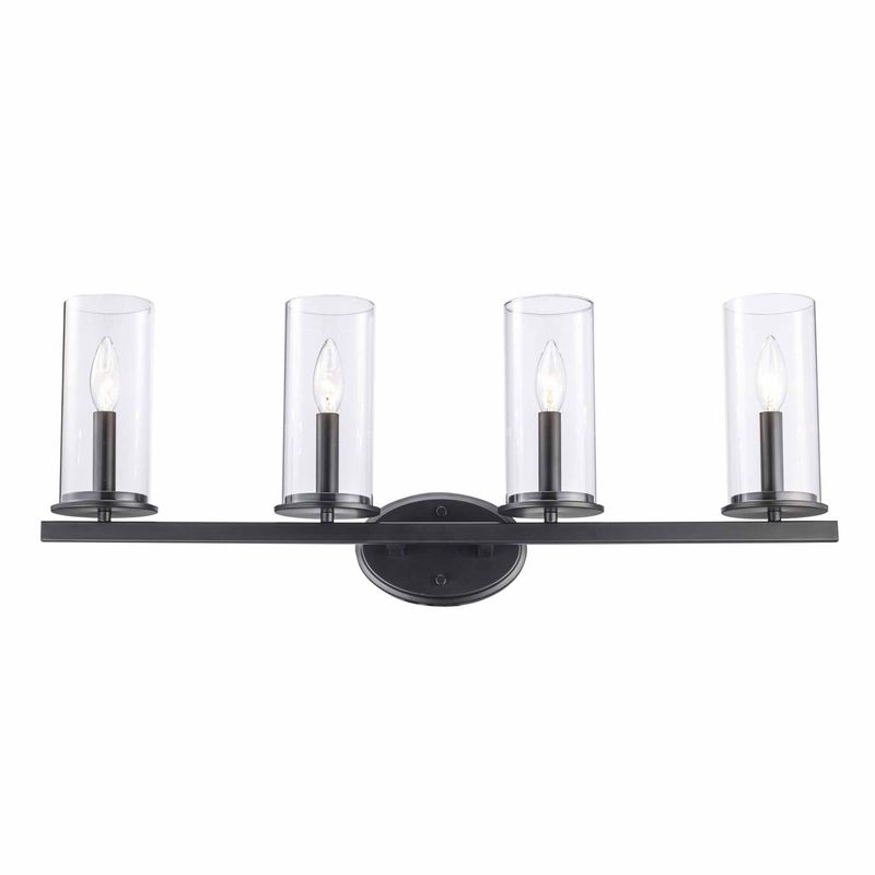 Meadowlark Black 4 Lt Vanity w/Clear Glass Meadowlark Black 4 Lt Vanity w/Clear Glass