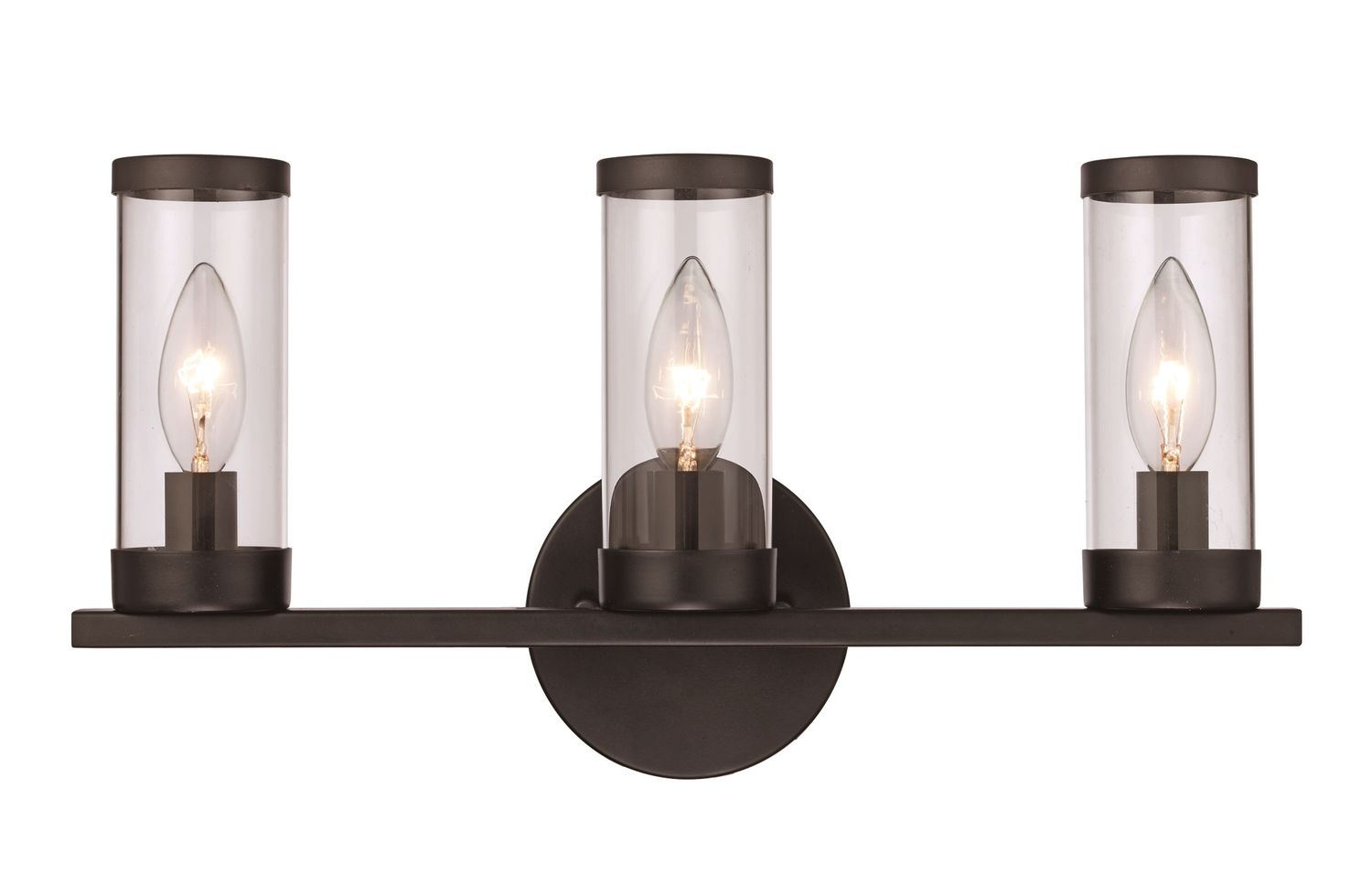 Fillmore Black 3 Lt Vanity w/Clear Glass