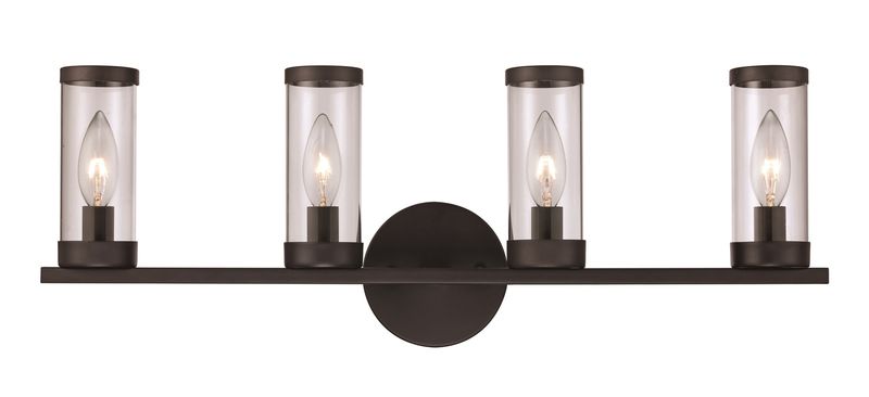 Fillmore Black 4 Lt Vanity w/Clear Glass Fillmore Black 4 Lt Vanity w/Clear Glass