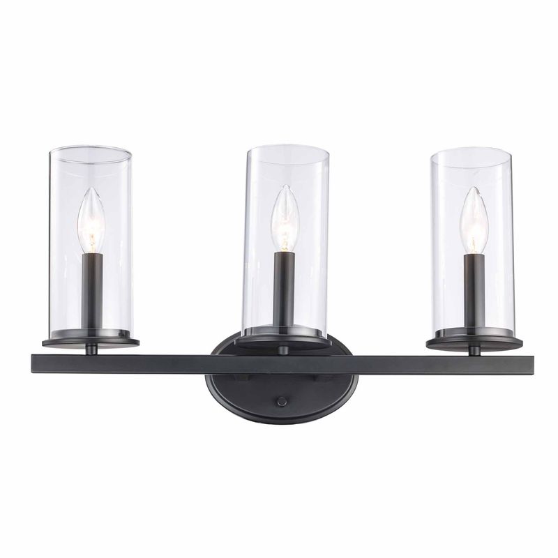 Meadowlark Black 3 Lt Vanity w/Clear Glass Meadowlark Black 3 Lt Vanity w/Clear Glass