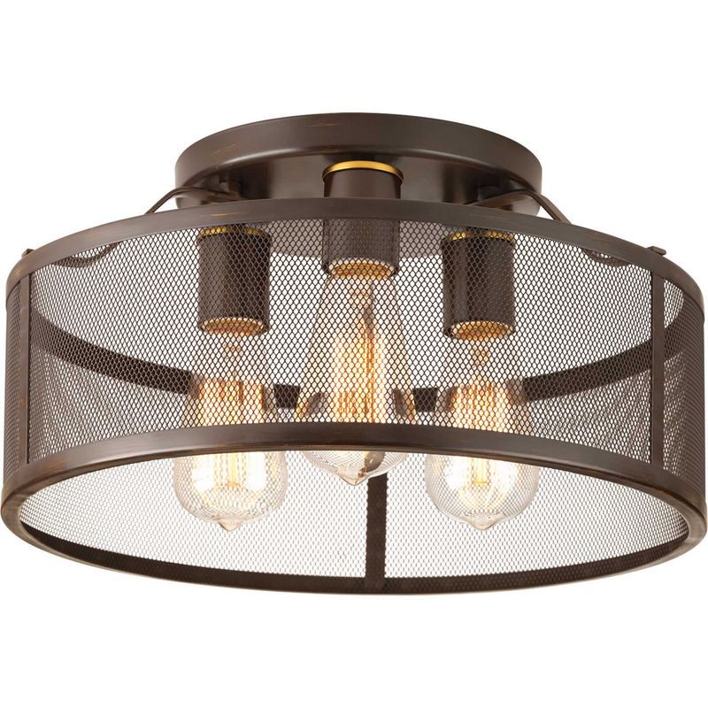 Swing Antique Bronze 3 Lt Med Flush Mount Swing Antique Bronze 3 Lt Med Flush Mount