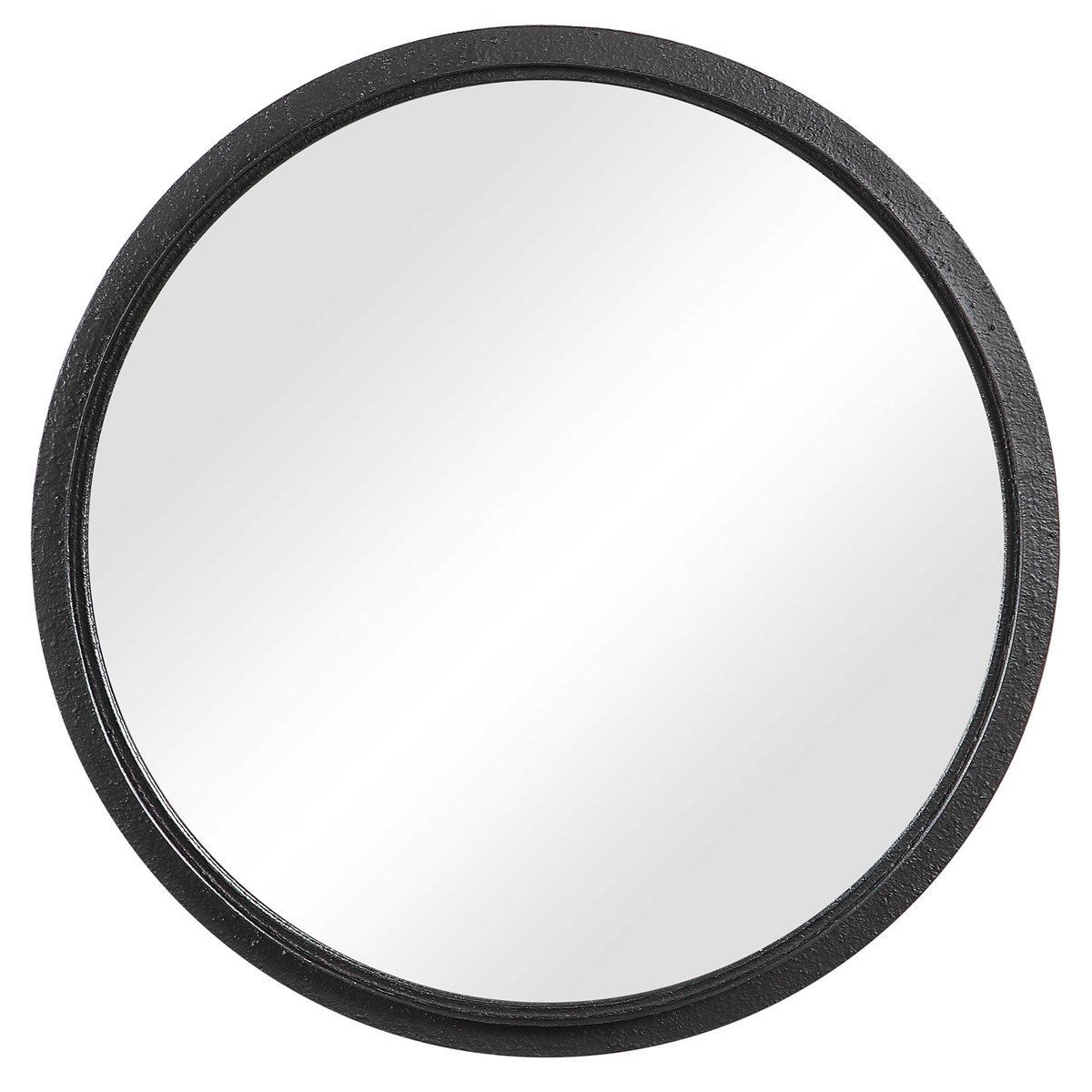 Black Round Thick Frame Mirror