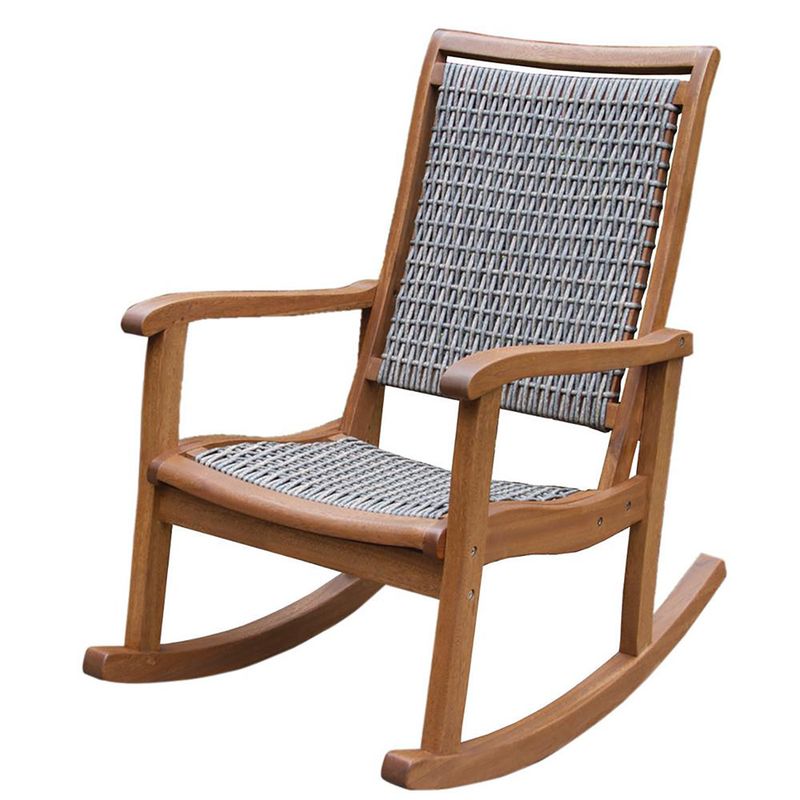 Grey/Taupe Resin Wicker & Eucalyptus Rocking Chair