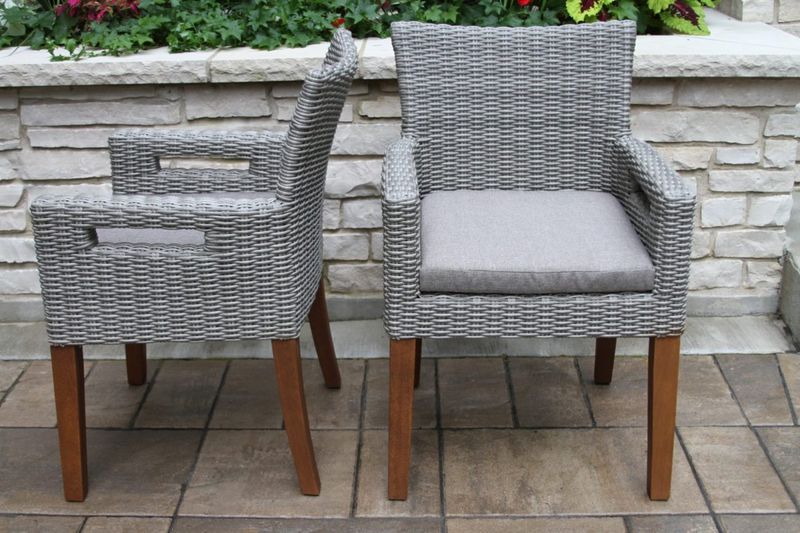 Grey Wicker/Eucalyptus Dining Arm Chair