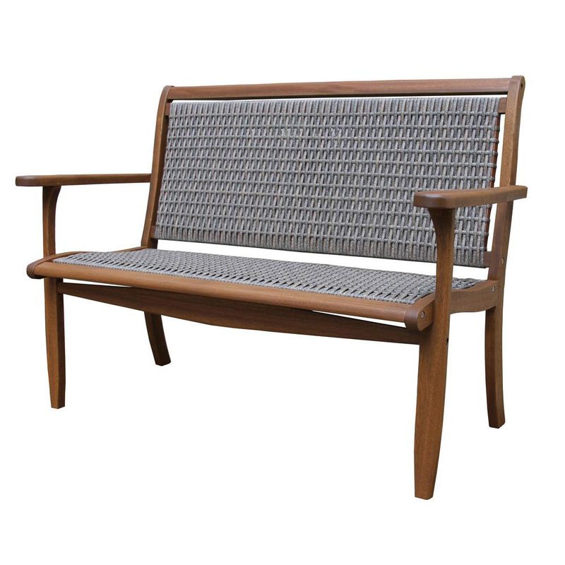 Grey All Weather Wicker Eucalyptus Bench