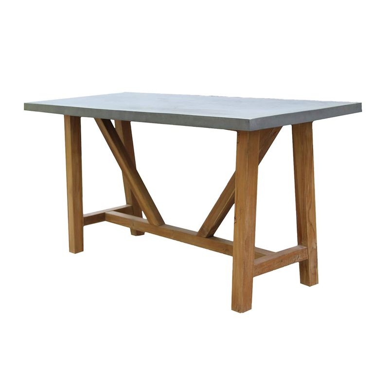 Grey Composite & Teak Rectangle Counter Height Table