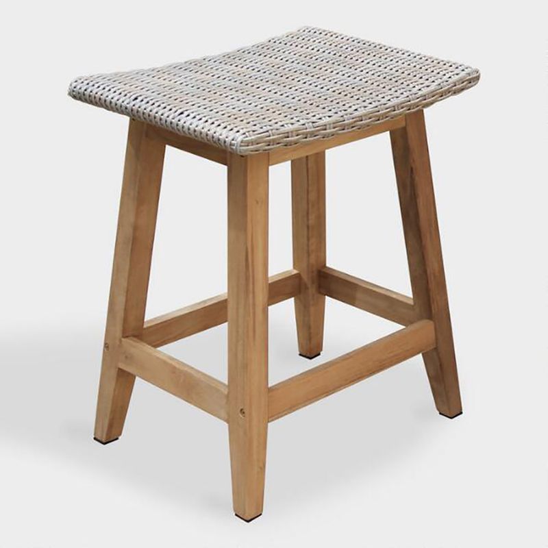 Teak & Wicker Saddle Stool