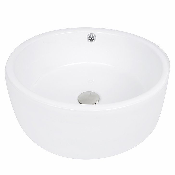 White Round Vitreous China Vessel Sink