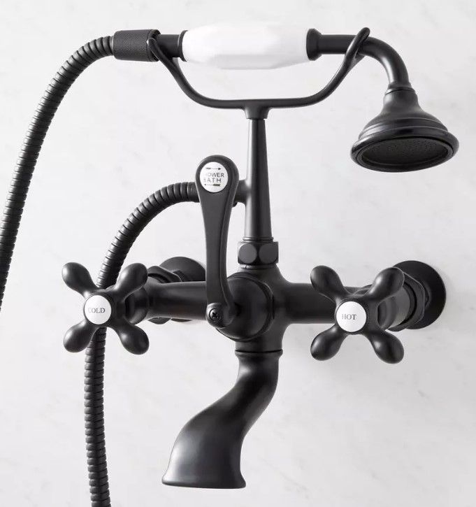 Matte Black Freestanding English Telephone Faucet Classic Spout (DISPLAY ONLY)