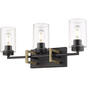 Tribeca Matte Black/Aged Brass 3 Light Vanity (DISPLAY ONLY)