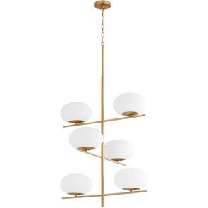 Pod Aged Brass Lg 6 Lt Chandelier (DISPLAY ONLY) Pod Aged Brass Lg 6 Lt Chandelier (DISPLAY ONLY)