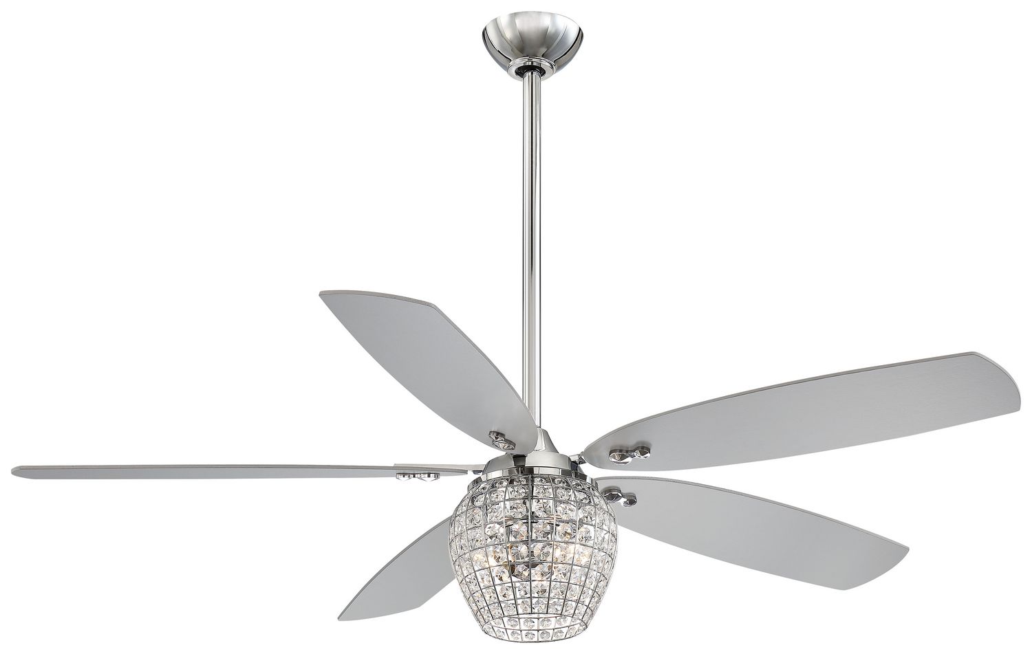 Bling Led Fan W/Chr/Sil 5-Blades