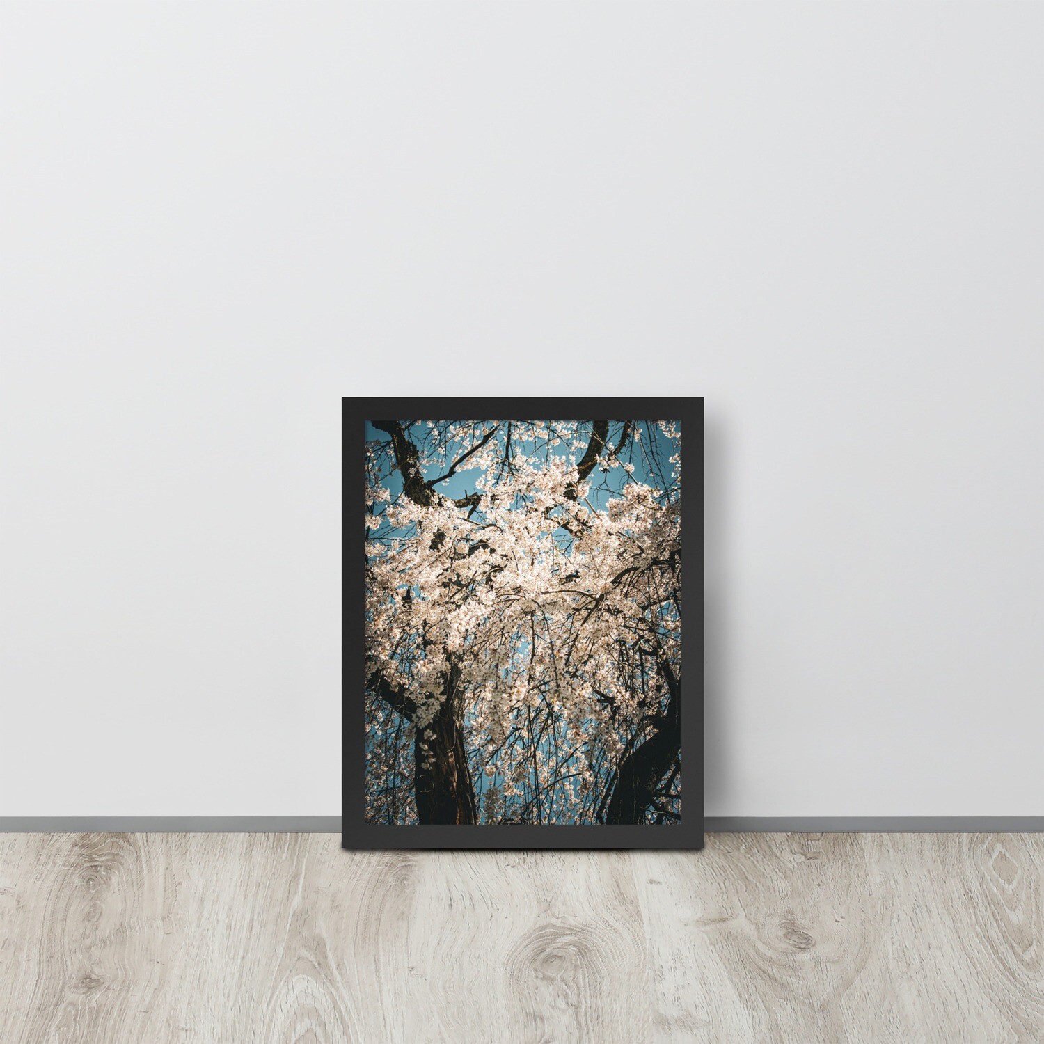 Framed poster of pink blossom tree