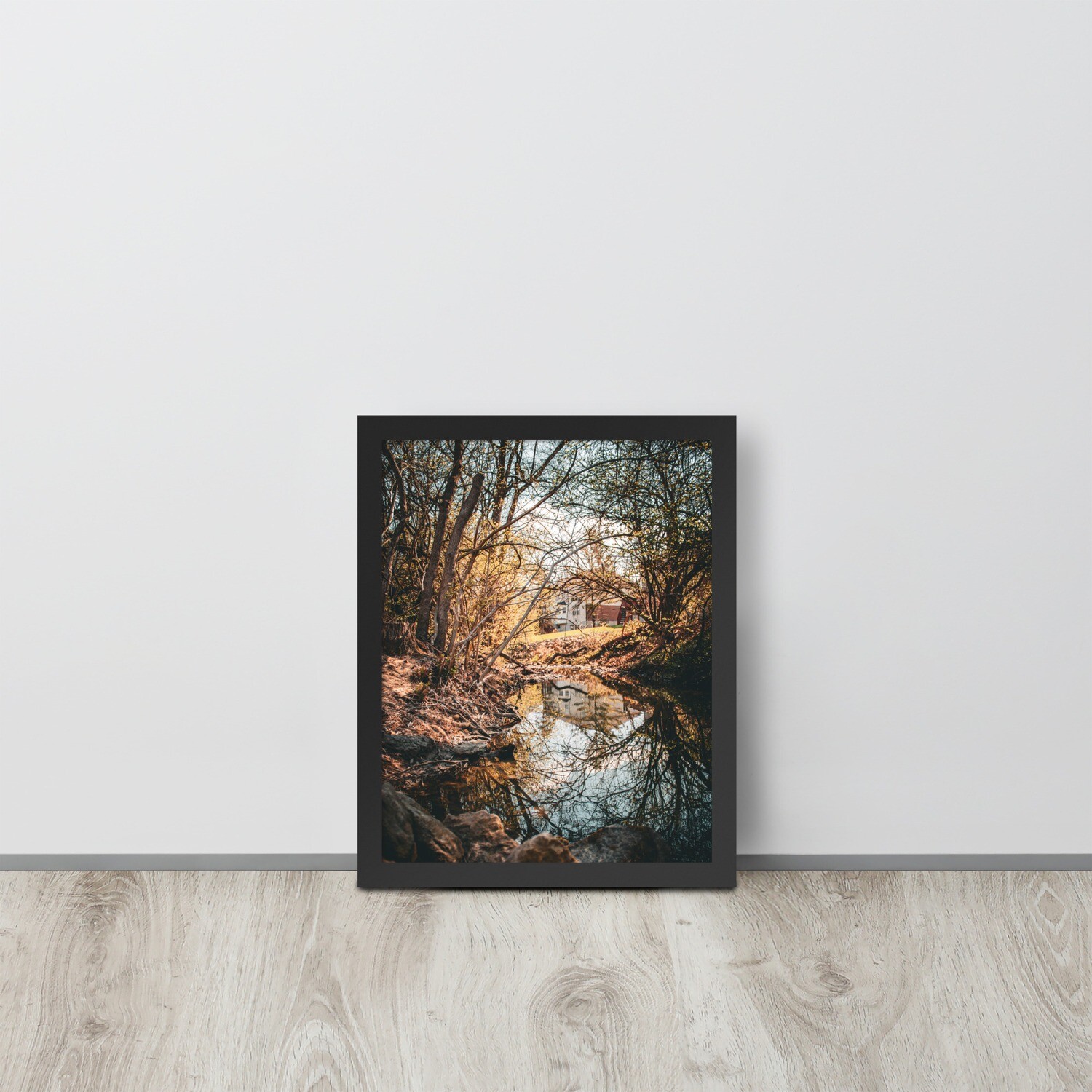 Framed photograph of pond