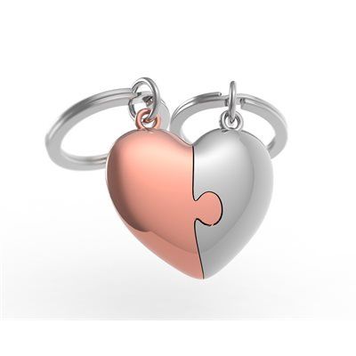 Porte-clé - Cœur or/rose/chrome