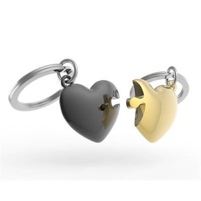 Porte-clé - Cœur or/noir