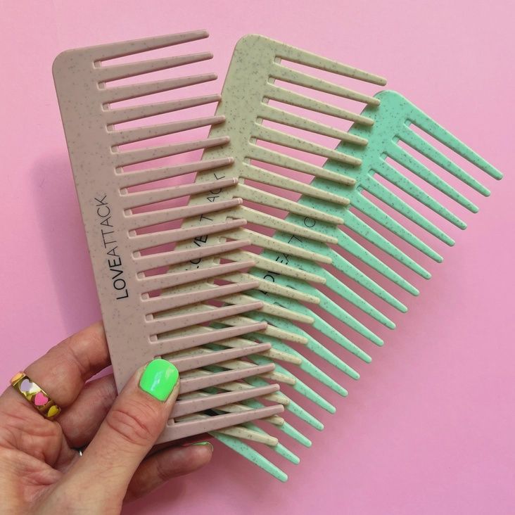 Peigne démêlant à dents larges en paille de blé - Rose