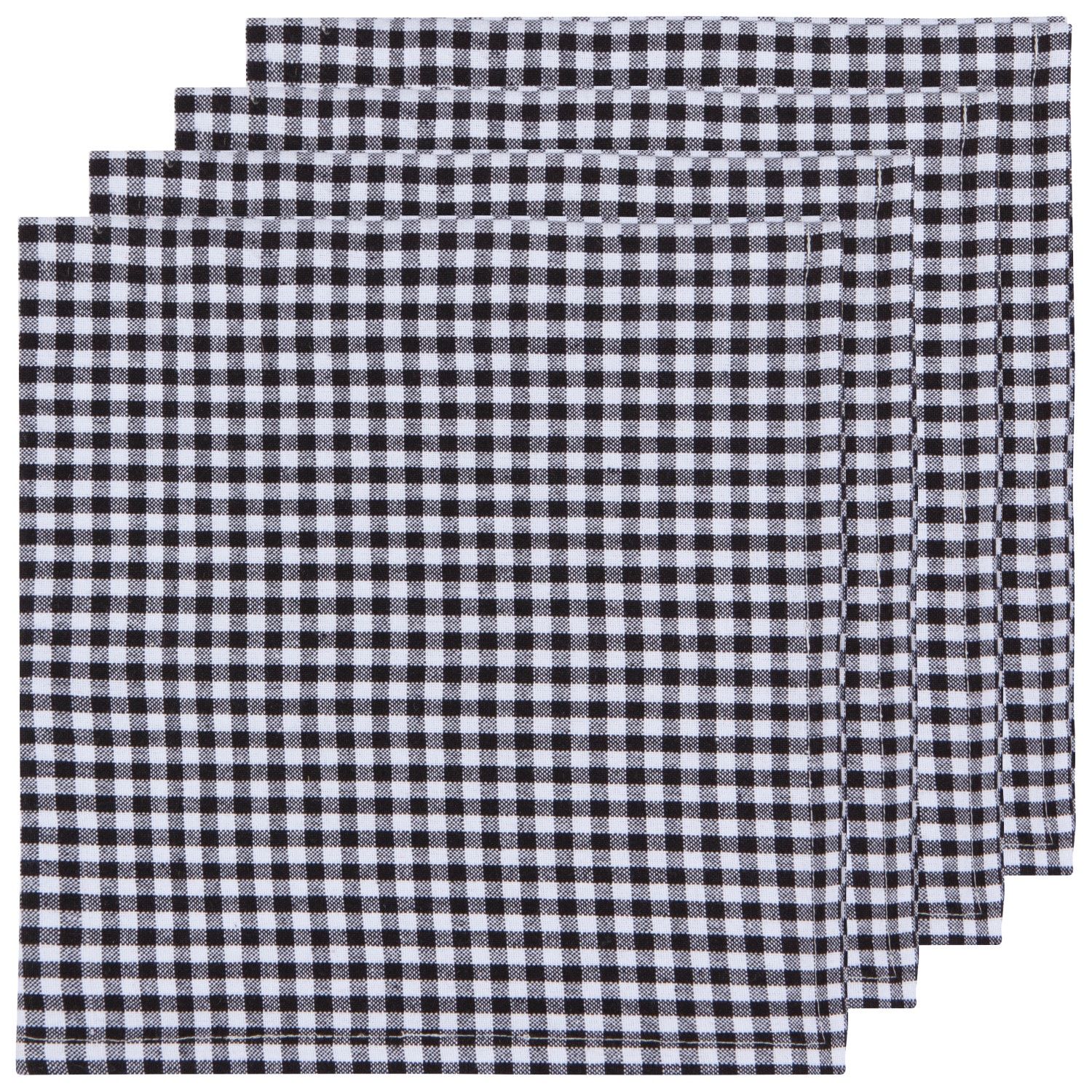 Serviettes de table éco - Gingham noir (pqt4)