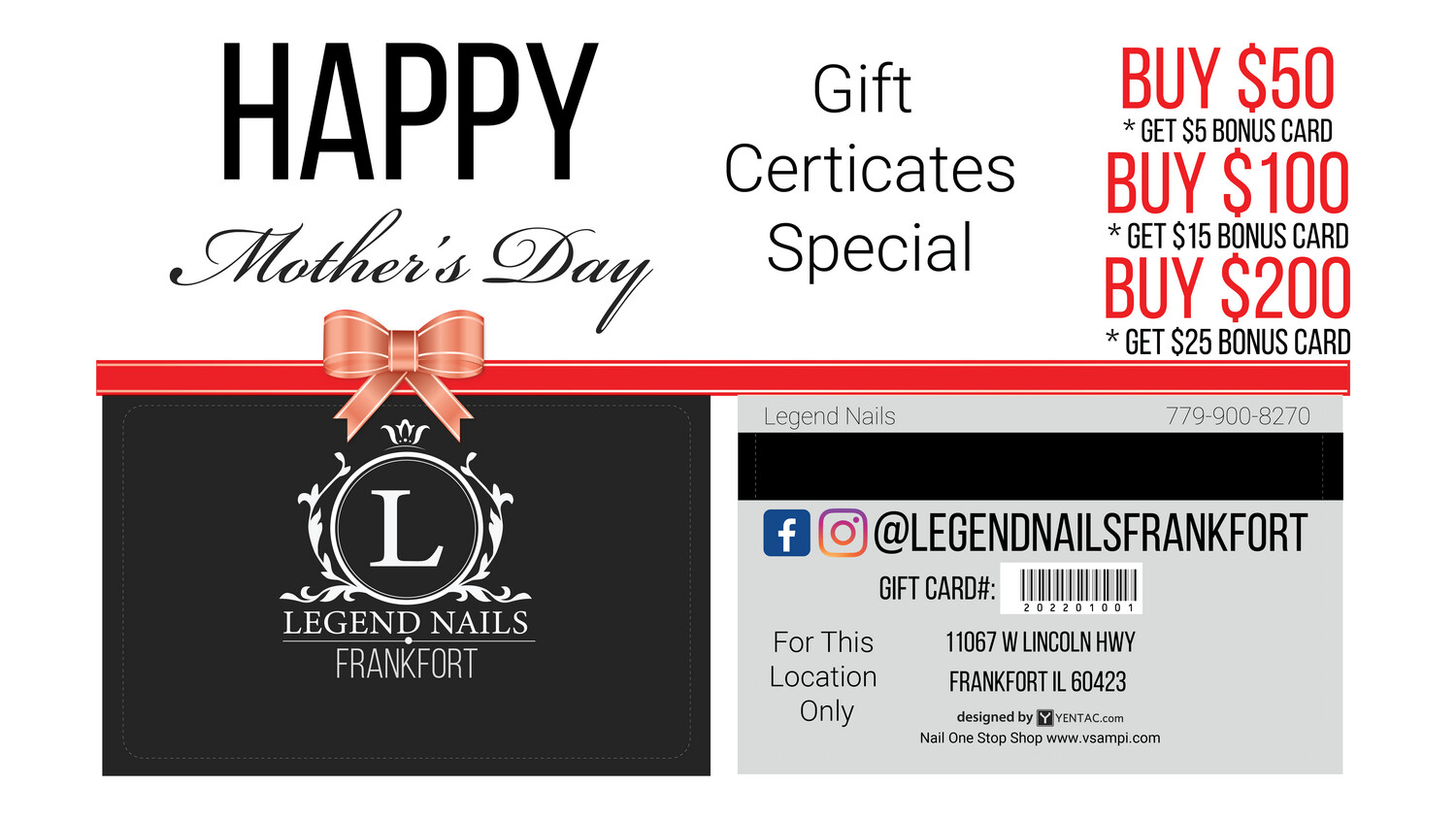 Legend Nails Gift Cards [ Store Pickup Only ]