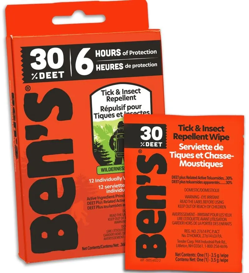 Ben&#39;s - 30% Deet Tick &amp; Insect Wipes