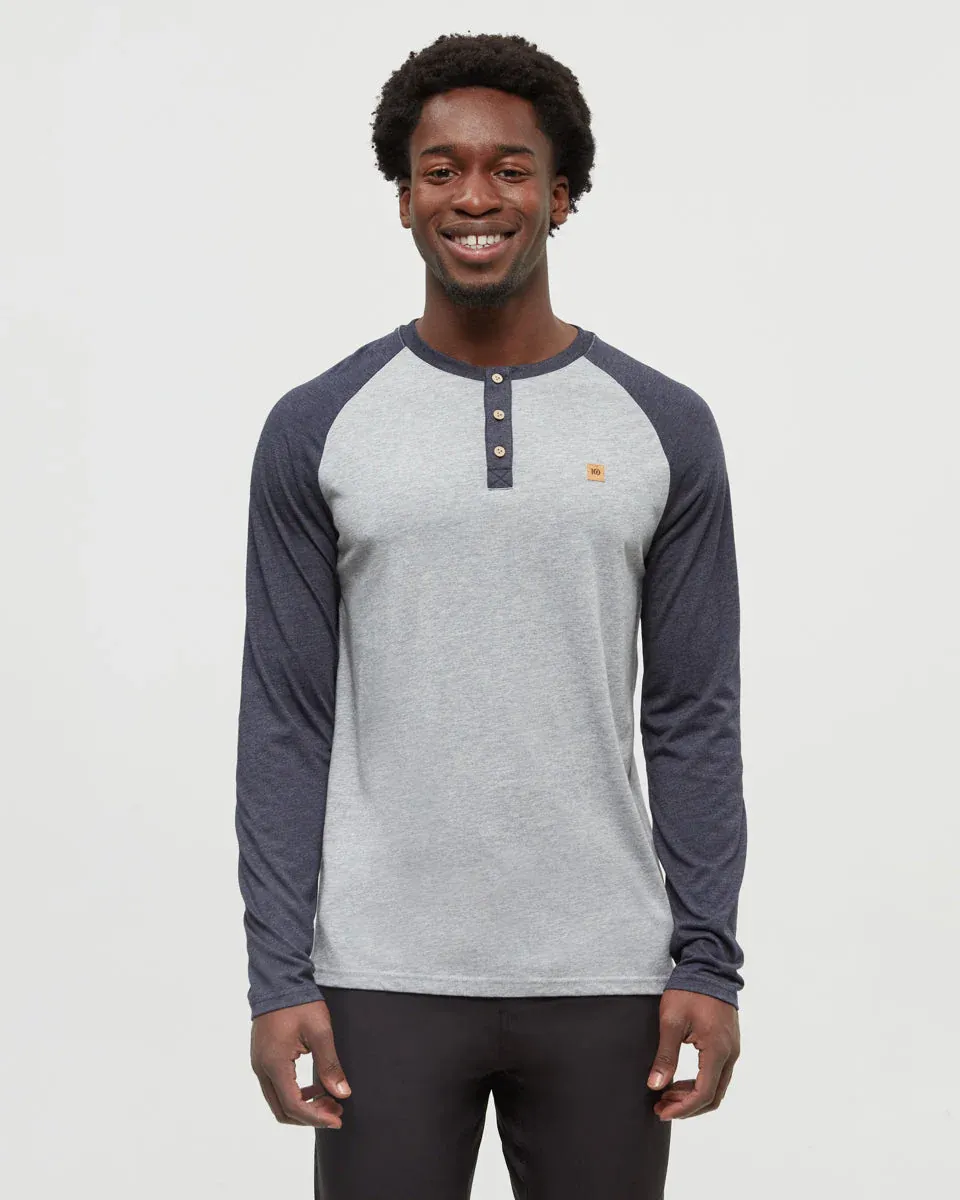 Tentree - M&#39;s Baker Henley Longsleeve, Color: Harbour Grey Heather/Midnight Blue Heather, Size: M