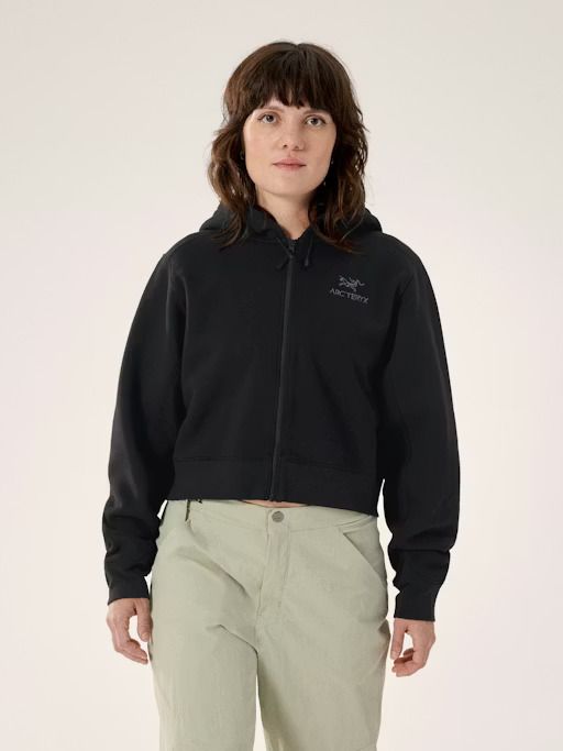 Arc'teryx - W's Emblem Fleece Full Zip Crop Hoody, Color: Black, Size: M