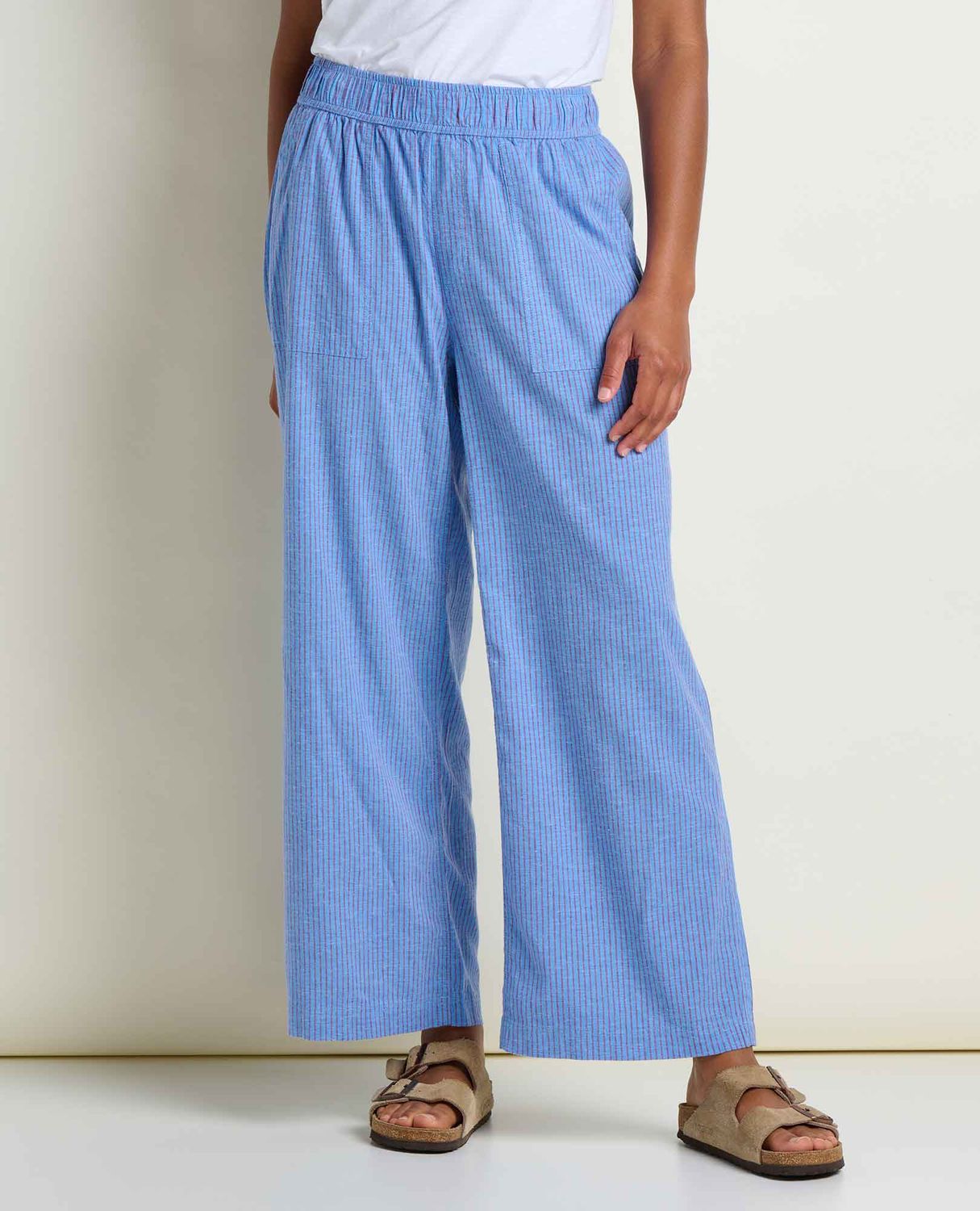 Toad &amp; Co - W's Taj Hemp Wide Leg Pant, Color: Blue Jay Railroad Stripe, Size: XS