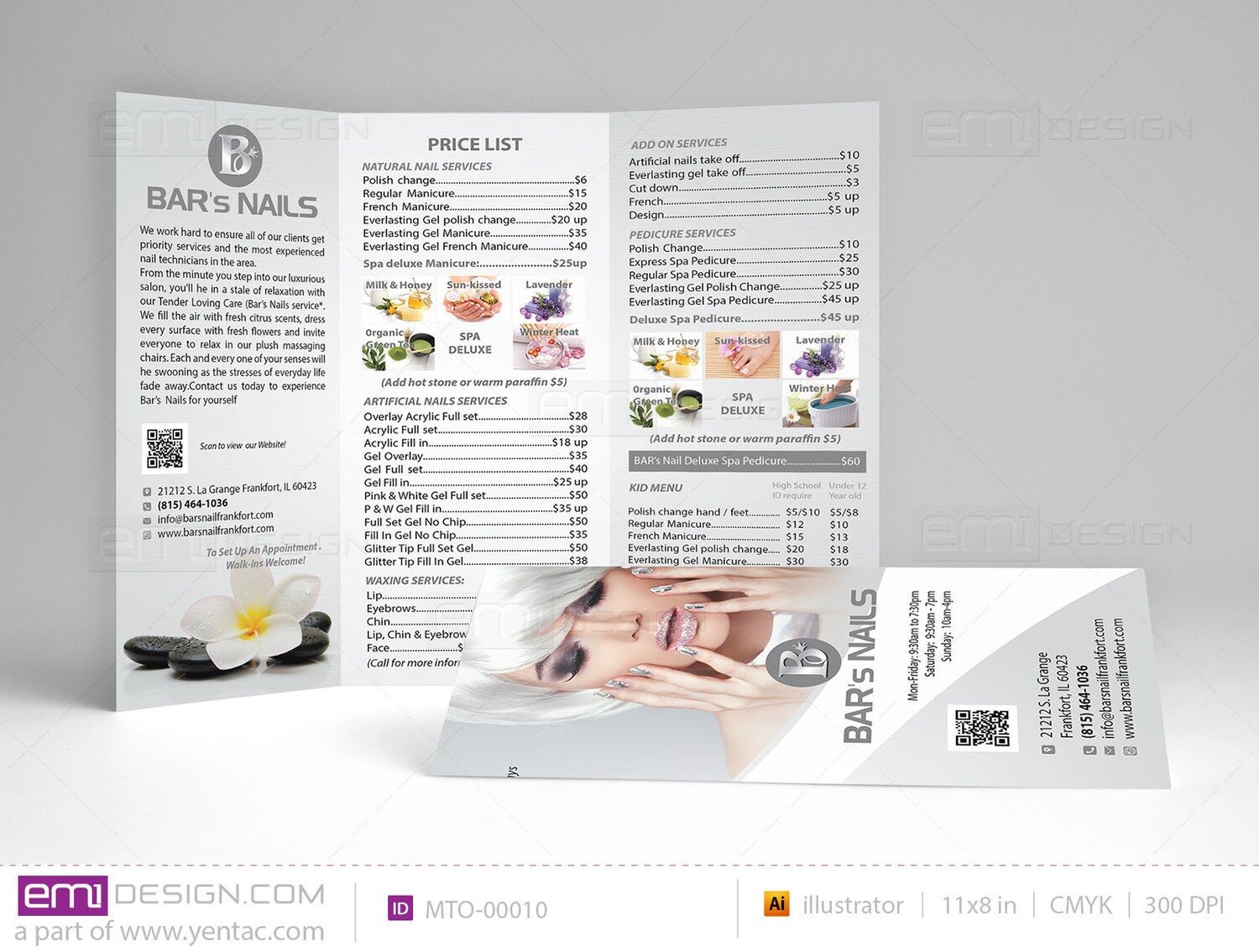 Menu-Take-Out Size 8.5x11 Tri-Fold Templates MTO-00010