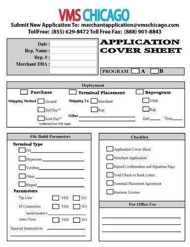 VMS Online Application Cover Sheet Form