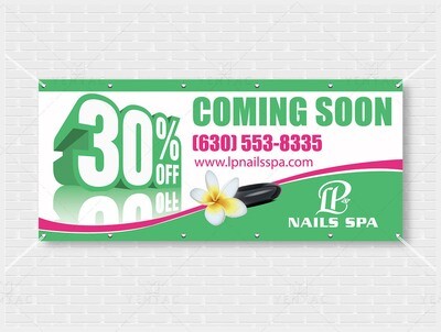 Outdoor Banner - Size 4x9 No Picture - Nail Salon Template 5069