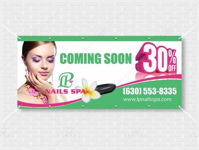 Outdoor Banner - Size 4x9 With Picture - Nail Salon Template 5069