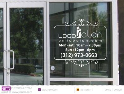 Window Cling - Clear Business Hours Template WCClear-00001