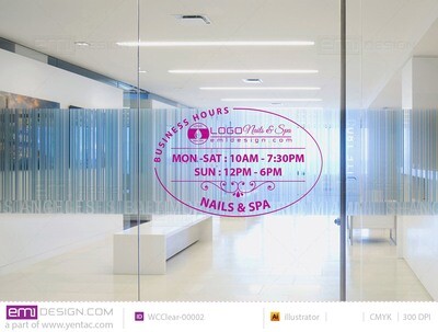 Window Cling - Clear Business Hours Template WCClear-00002