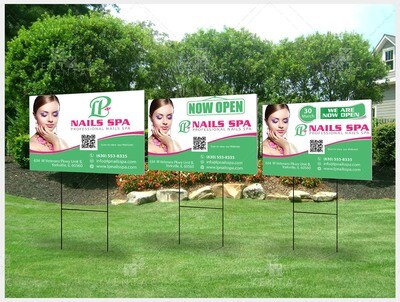 Outdoor Banner Yard Sign - Size 2x3 With Picture - Nail Salon Template 5069