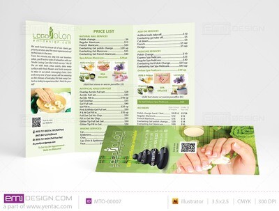 Menu-Take-Out Size 8.5x11 Tri-Fold Templates MTO-00007