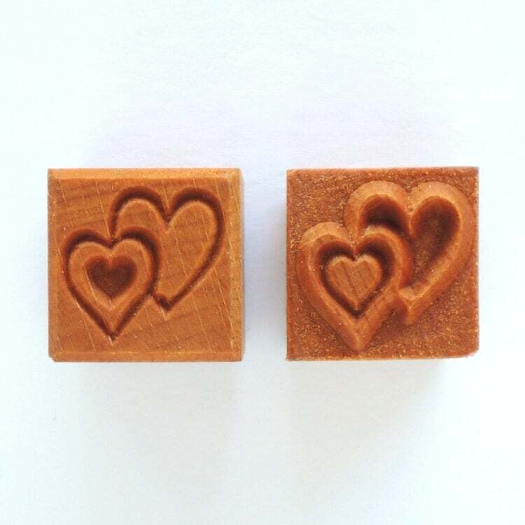 Med Square Stamp 143 - Double Heart