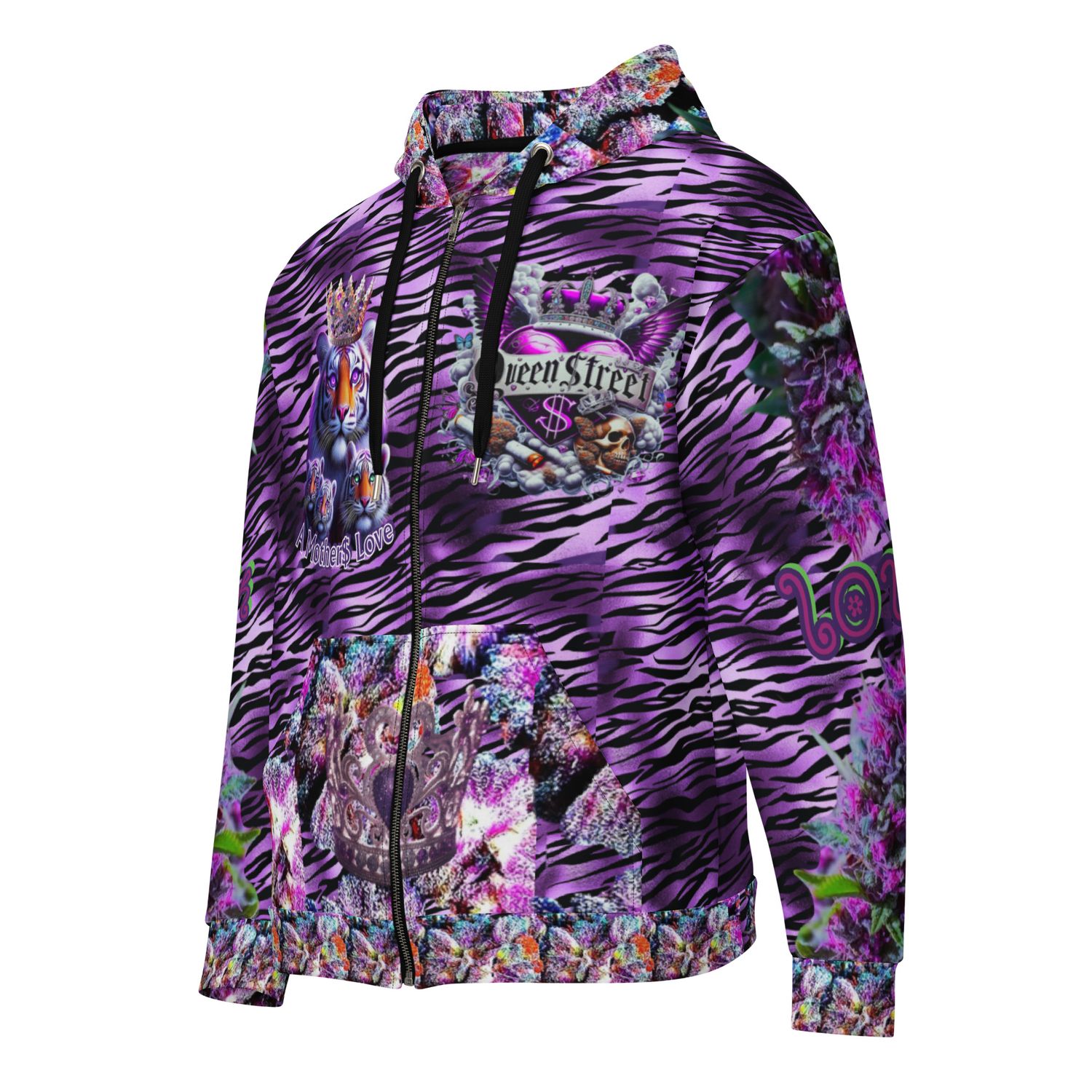 Queen $treet Tiger Bud Zip Hoodie